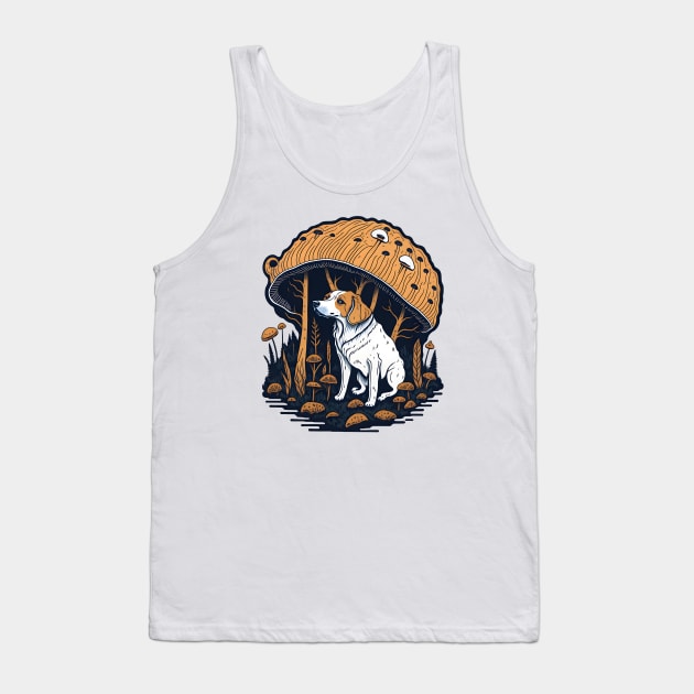 Dog Under A Mushroom Tank Top by MonkeyStuff